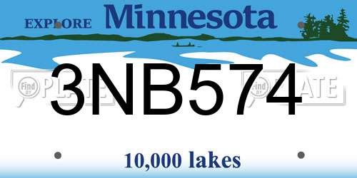 3NB574 Minnesota License Plate