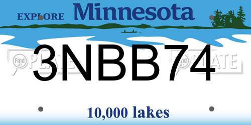 3NBB74 Minnesota License Plate