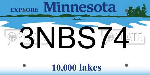 3NBS74 Minnesota License Plate