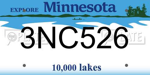 3NC526 Minnesota License Plate