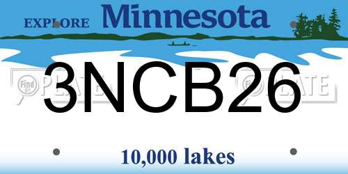 3NCB26 Minnesota License Plate