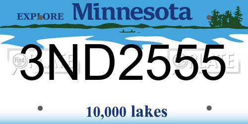 3ND2555 Minnesota License Plate