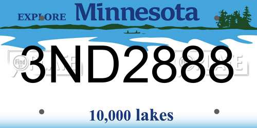 3ND2888 Minnesota License Plate