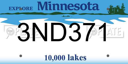 3ND371 Minnesota License Plate
