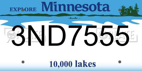3ND7555 Minnesota License Plate