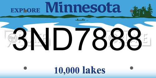 3ND7888 Minnesota License Plate