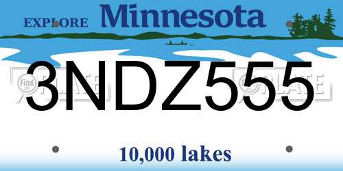 3NDZ555 Minnesota License Plate