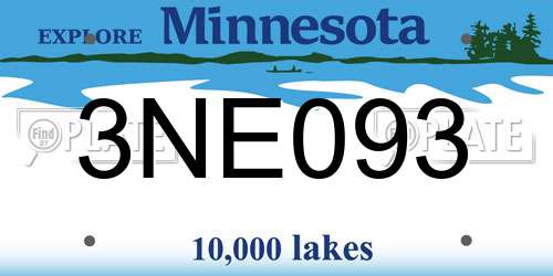 3NE093 Minnesota License Plate