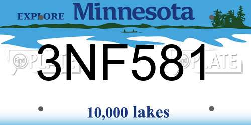 3NF581 Minnesota License Plate