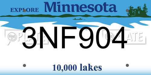 3NF904 Minnesota License Plate