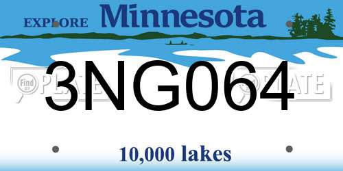 3NG064 Minnesota License Plate