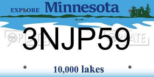 3NJP59 Minnesota License Plate