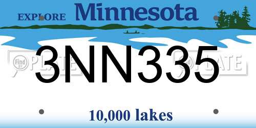 3NN335 Minnesota License Plate