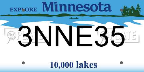 3NNE35 Minnesota License Plate