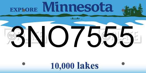 3NO7555 Minnesota License Plate