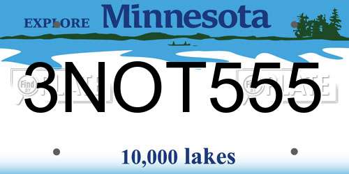 3NOT555 Minnesota License Plate