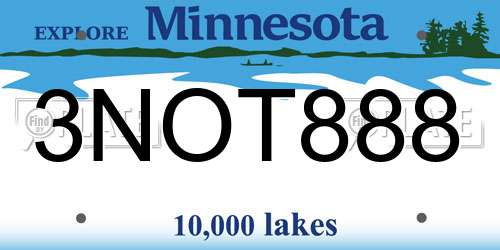 3NOT888 Minnesota License Plate