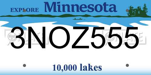 3NOZ555 Minnesota License Plate
