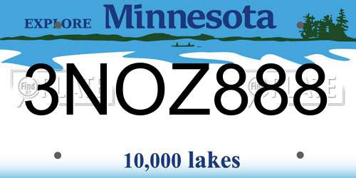 3NOZ888 Minnesota License Plate