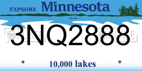 3NQ2888 Minnesota License Plate