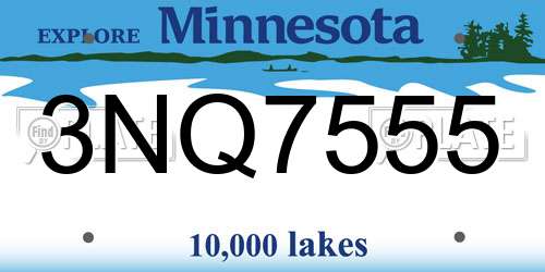 3NQ7555 Minnesota License Plate