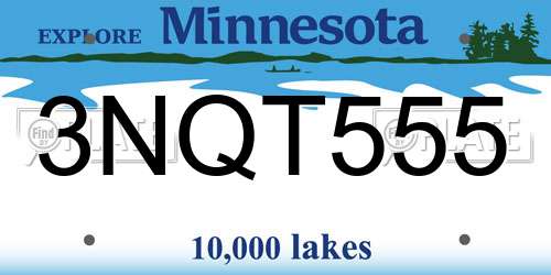 3NQT555 Minnesota License Plate