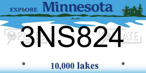 3NS824 Minnesota License Plate