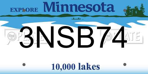 3NSB74 Minnesota License Plate