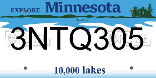3NTQ305 Minnesota License Plate