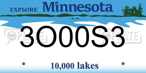 3O00S3 Minnesota License Plate