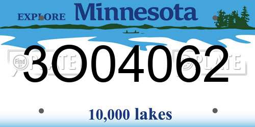 3O04062 Minnesota License Plate