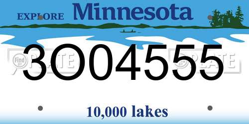 3O04555 Minnesota License Plate