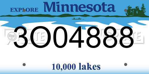 3O04888 Minnesota License Plate