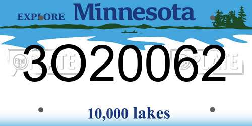 3O20062 Minnesota License Plate