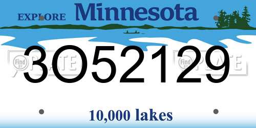 3O52129 Minnesota License Plate