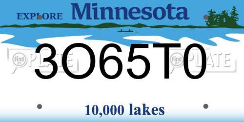 3O65T0 Minnesota License Plate