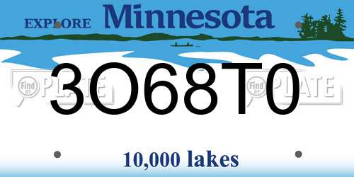 3O68T0 Minnesota License Plate