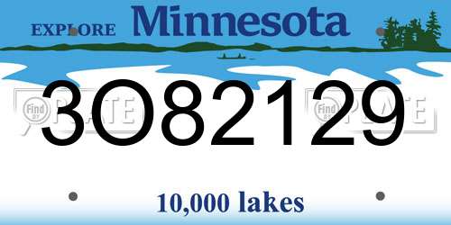 3O82129 Minnesota License Plate