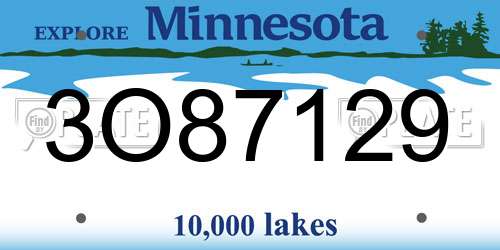 3O87129 Minnesota License Plate