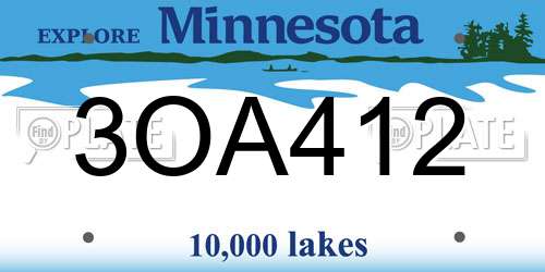 3OA412 Minnesota License Plate