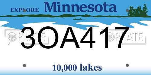 3OA417 Minnesota License Plate