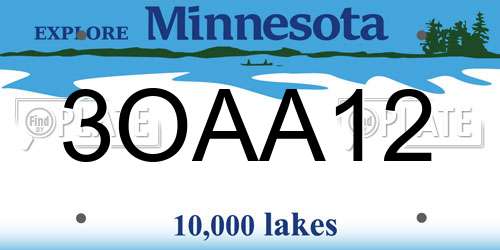 3OAA12 Minnesota License Plate