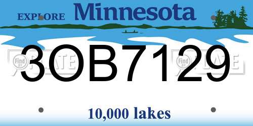3OB7129 Minnesota License Plate