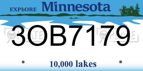 3OB7179 Minnesota License Plate