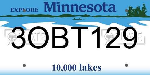 3OBT129 Minnesota License Plate