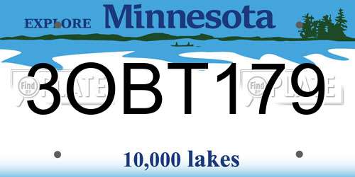 3OBT179 Minnesota License Plate
