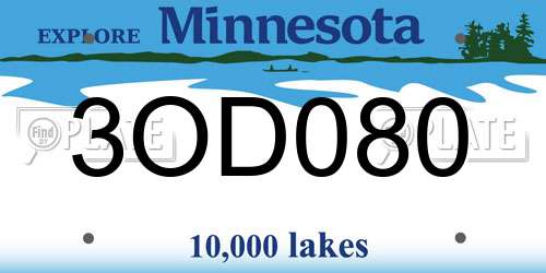 3OD080 Minnesota License Plate