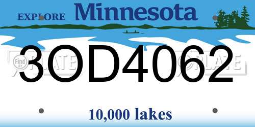 3OD4062 Minnesota License Plate