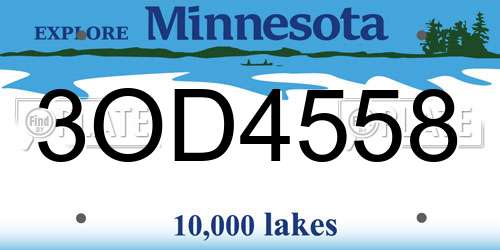 3OD4558 Minnesota License Plate