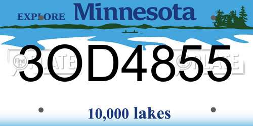 3OD4855 Minnesota License Plate
